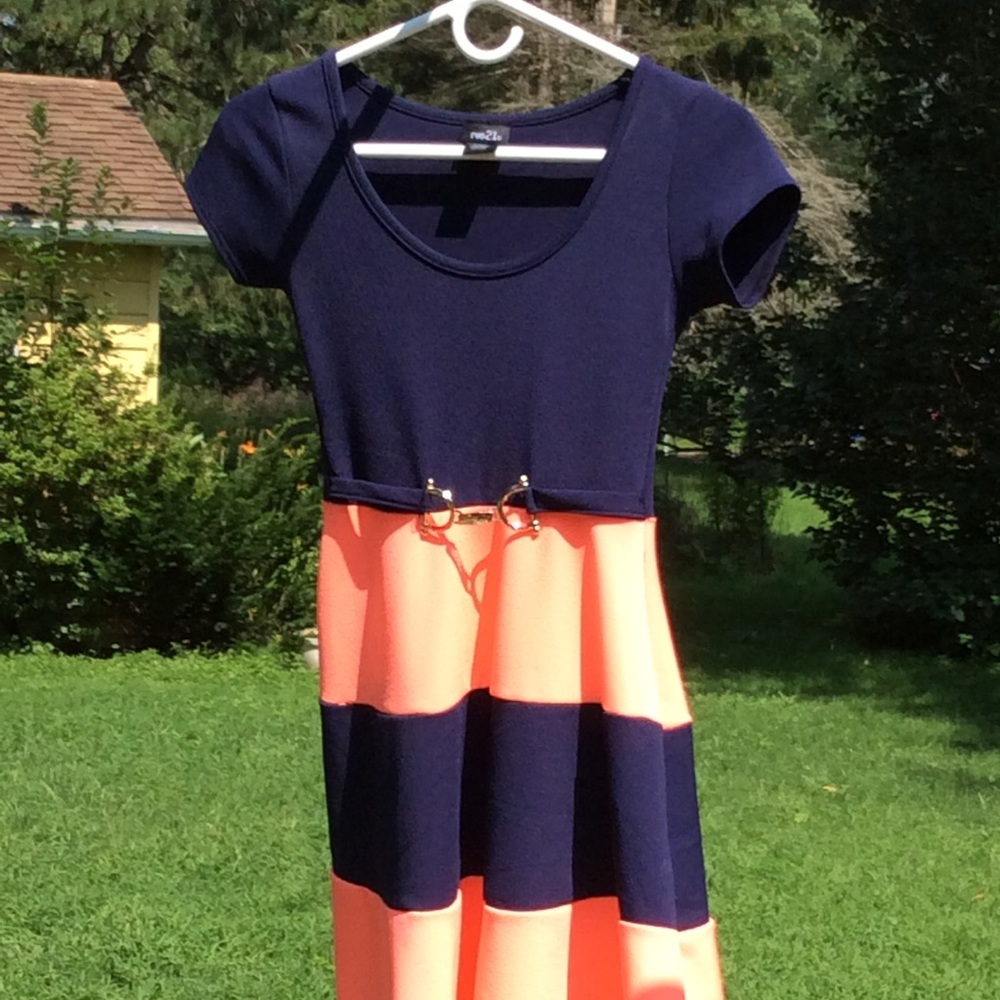 RUE 21 Sz XS Navy Blue & Peach Dress Juniors XS